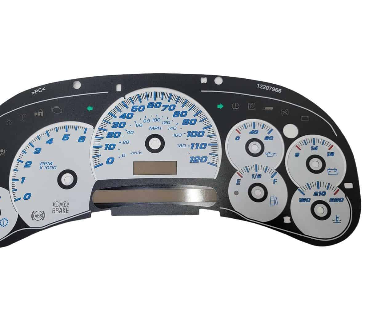 Tanin Electronix Gauge Face Overlay For 2003-2005 Chevy GMC Trucks – Black With Clear Scales